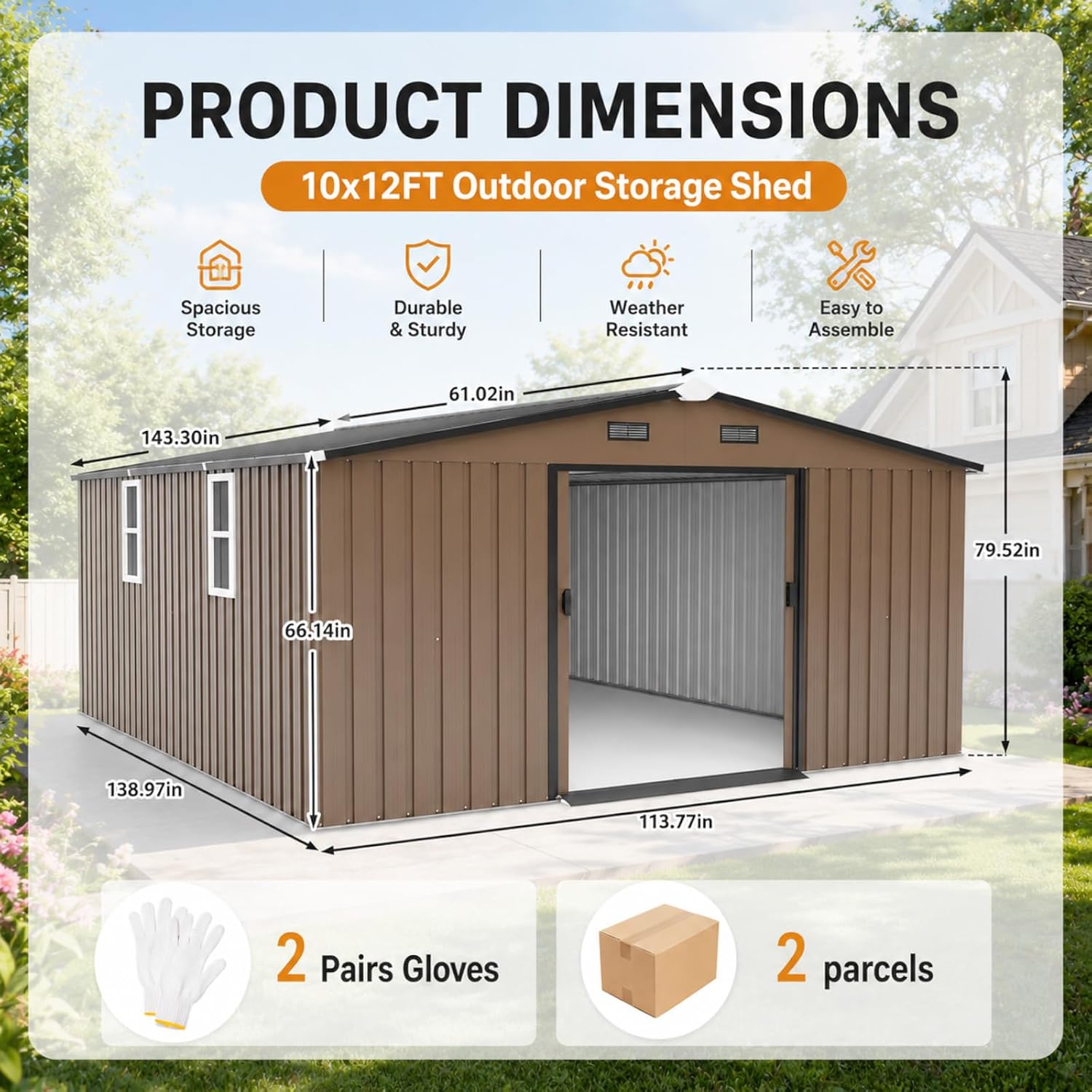 Metal Storage Shed 10x12FT Out - Garden Tools review and price