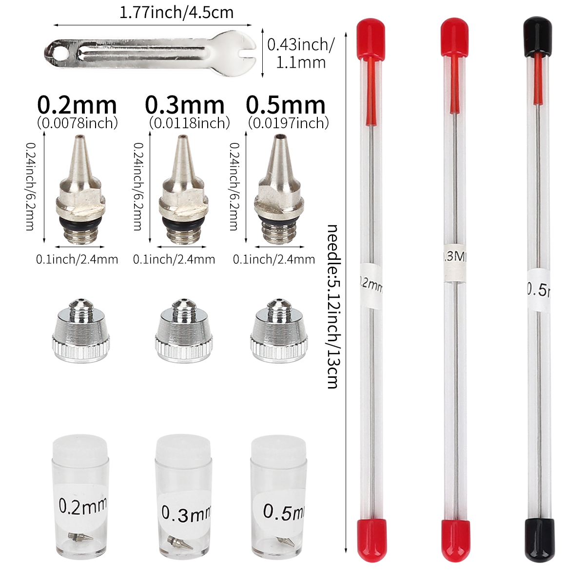 3pcs set 0.2/0.3/0.5mm Airbrus - Airbrush Kit With Mini Compressor review and price