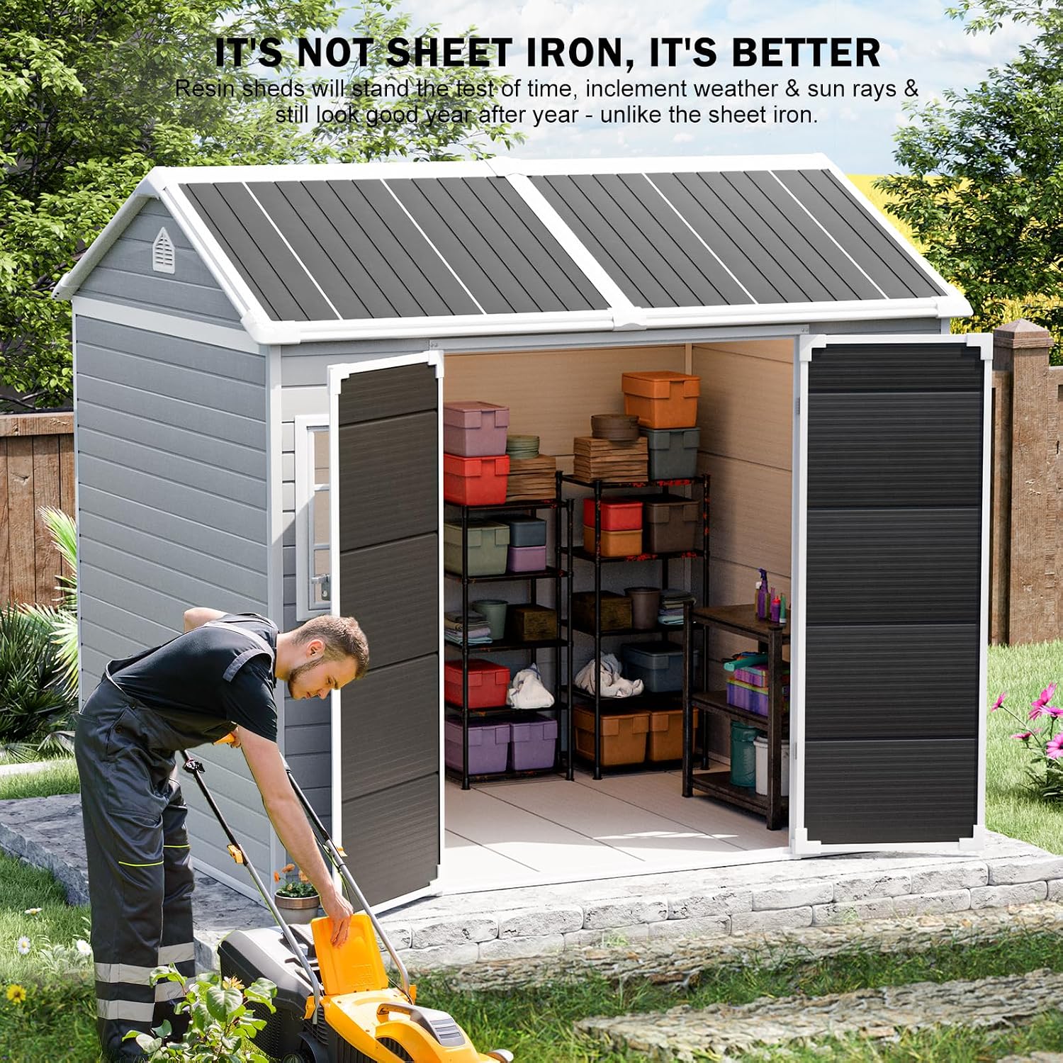 Resin Storage Shed w/Floor & O - Garden Tools review and price