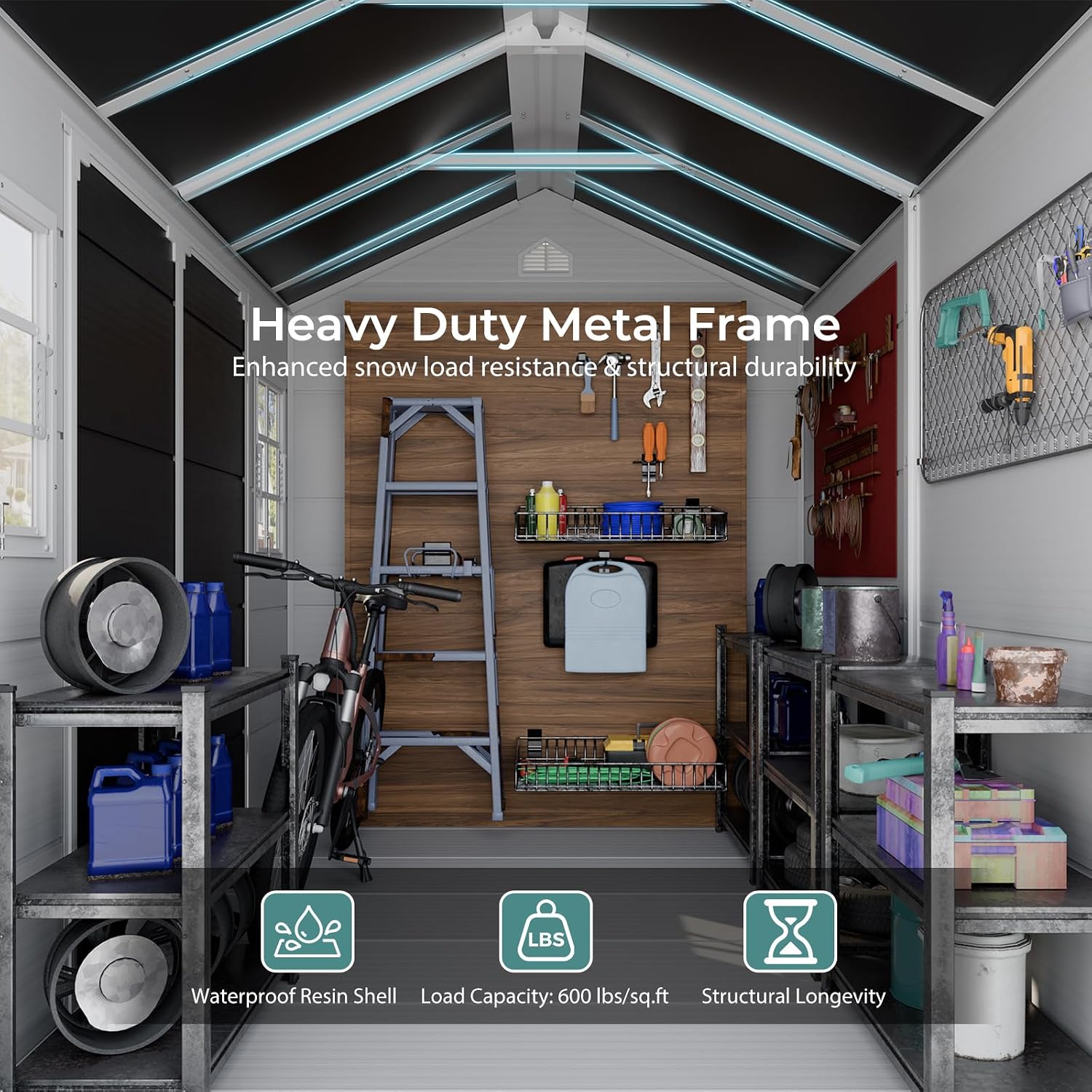 Resin Storage Shed w/Floor & O - Garden Tools review and price