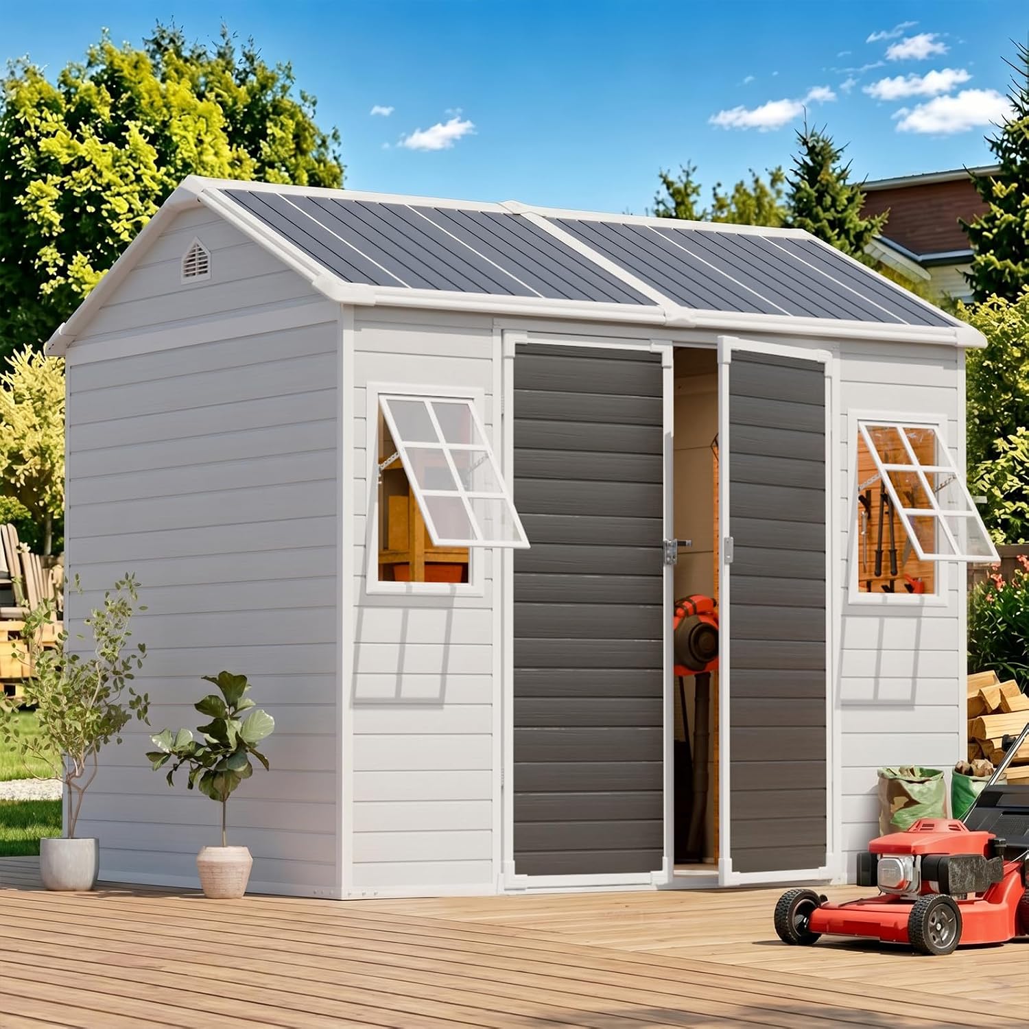 8x6 FT Resin Storage Shed with - Garden Tools review and price